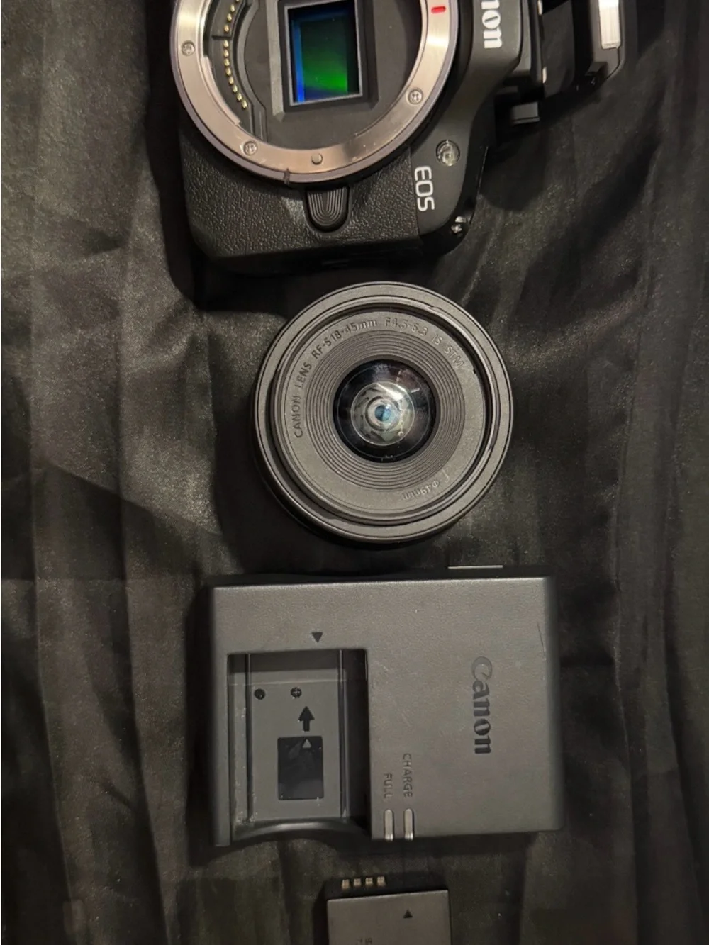 Canon Black Mirrorless EOS Camera Body with Visible Sensor